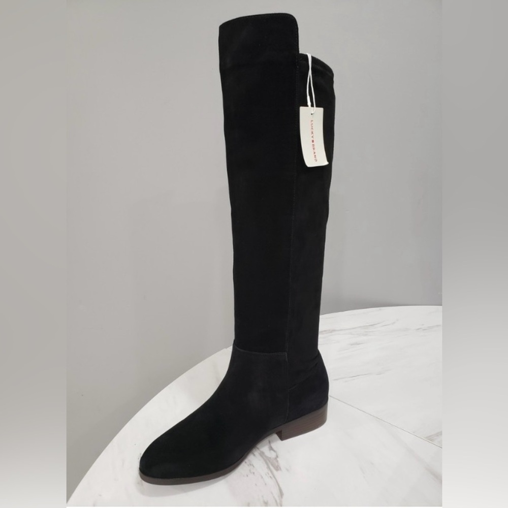 NEW NO BOX - SIZE 11 WIDE CALF - Lucky Brand Calypso Suede Tall BOOTS in Black